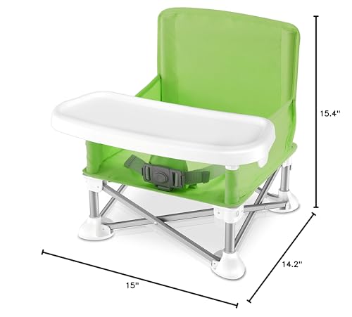 Serene Life Baby Seat Booster -Space Saver Toddler Booster Seat - Portable Pop and Open Sit Folding Booster Feeding Chair - Safety Belt/Food Tray/Travel Bag - SereneLife SLBS66G