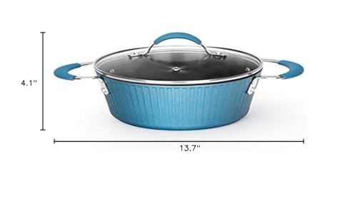 NutriChef Durable Sauce Pot with Lid - Non-stick High-Qualified Kitchen Cookware with See-Through Tempered Glass Lids, 1.7 Quarts, Works with Model: NCCW11DS, One size, Blue PRTNCCW11BDSP