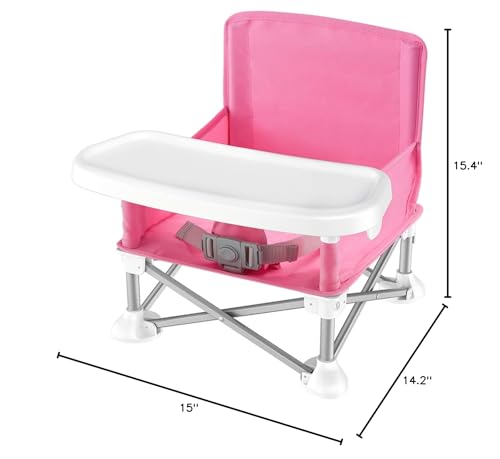 Serene Life Baby Seat Booster -Space Saver Toddler Booster Seat - Portable Pop and open Sit Folding Booster Feeding Chair - Safety Belt/Food Tray/Travel Bag - SereneLife