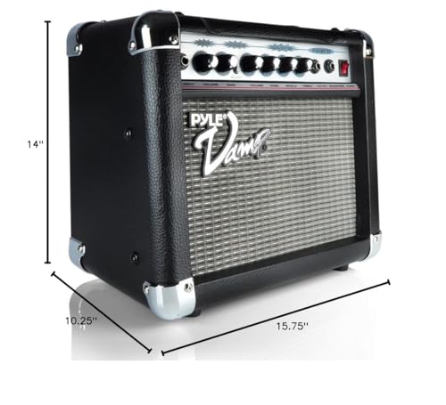 Pyle 30 Watt VampSeries Amplifier - With 3-Band EQ & Overdrive, Has Clean and Overdrive Channels For a Crunchy, Powerful Sound, 20 Hz to 15 kHz Frequency Response, Black