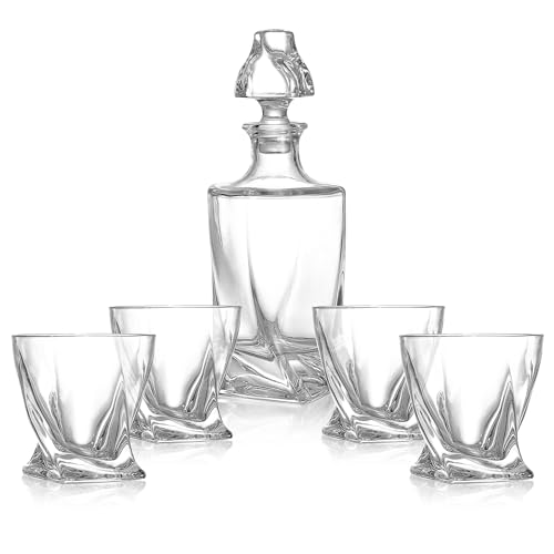 NutriChef Kitchen Whiskey Decanter, Crystal Glass, BPA Free, 750ml Capacity, Thick Bottom, Classic Design, Enhances Taste, Environmentally Friendly, Easy-to-Clean, Set Includes Decanter