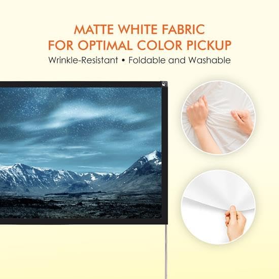 Pyle Projector Screen with Stand - 80" 16:9 HD 4K Portable Lightweight Freestanding Foldable Indoor Outdoor Movie Projection Display with Frame for Home Theater