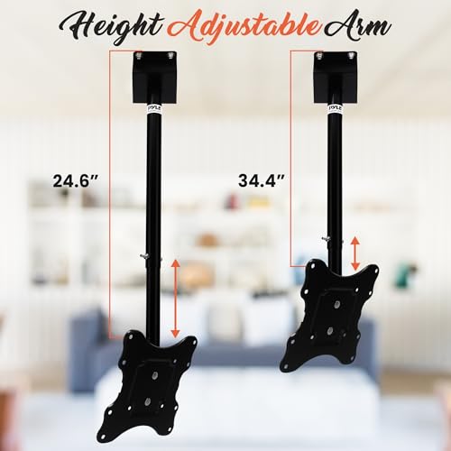 Pyle Adjustable Height TV Ceiling Mount - Swivel and Tilting Vertical VESA Universal Mounting Bracket, Mounts 14 to 42 Inch HDTV, LED, LCD, Plasma, Flat Screen Television Up to 30 KG - Pyle PCTVM15