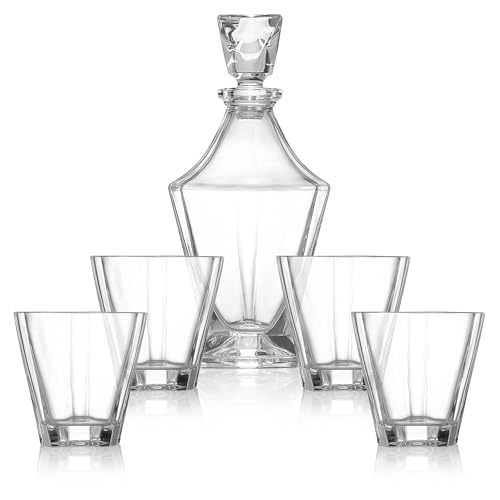 Nutrichef Whiskey Decanter - Classic Glass Liquor Decanter w/ Weighted Bottom, Cadeau Homme, Best Gifts for Husband, Easy to Clean, BPA Free, 850 ml