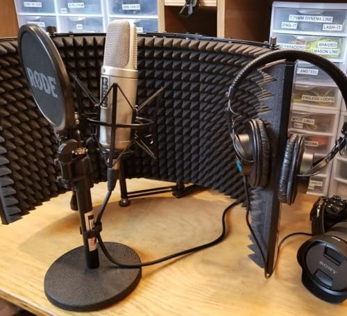 Pyle, Microphone Isolation Shield, Sound Dampening Foam, Studio Quality, Adjustable Mic Depth, Folding Panels, Countertop & Stand Mountable, Includes Removable Shock Mount, Universal Threading