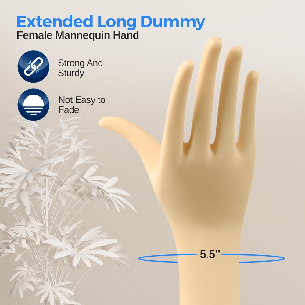 SereneLife Jewelry Hand Display Holder, 18.5-Inch Long Female Mannequin Hand, Perfect for Showcasing Rings, Bracelets, Bangles, Watches, Gloves, and Stylish Accessory Display
