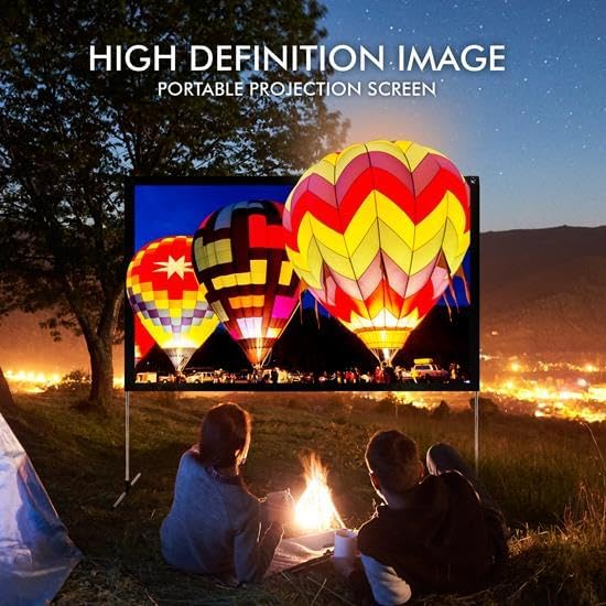 Pyle Projector Screen with Stand - 80" 16:9 HD 4K Portable Lightweight Freestanding Foldable Indoor Outdoor Movie Projection Display with Frame for Home Theater