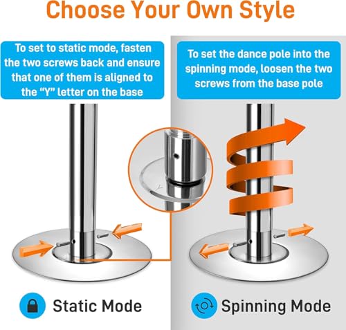 SereneLife Portable Spinning Dancing Pole – Adjustable 82–108'' Removable Fitness Pole with Dome & Base – Durable Steel Structure for Exercise & Training, Holds Up to 1102 lbs, Includes Full Kit