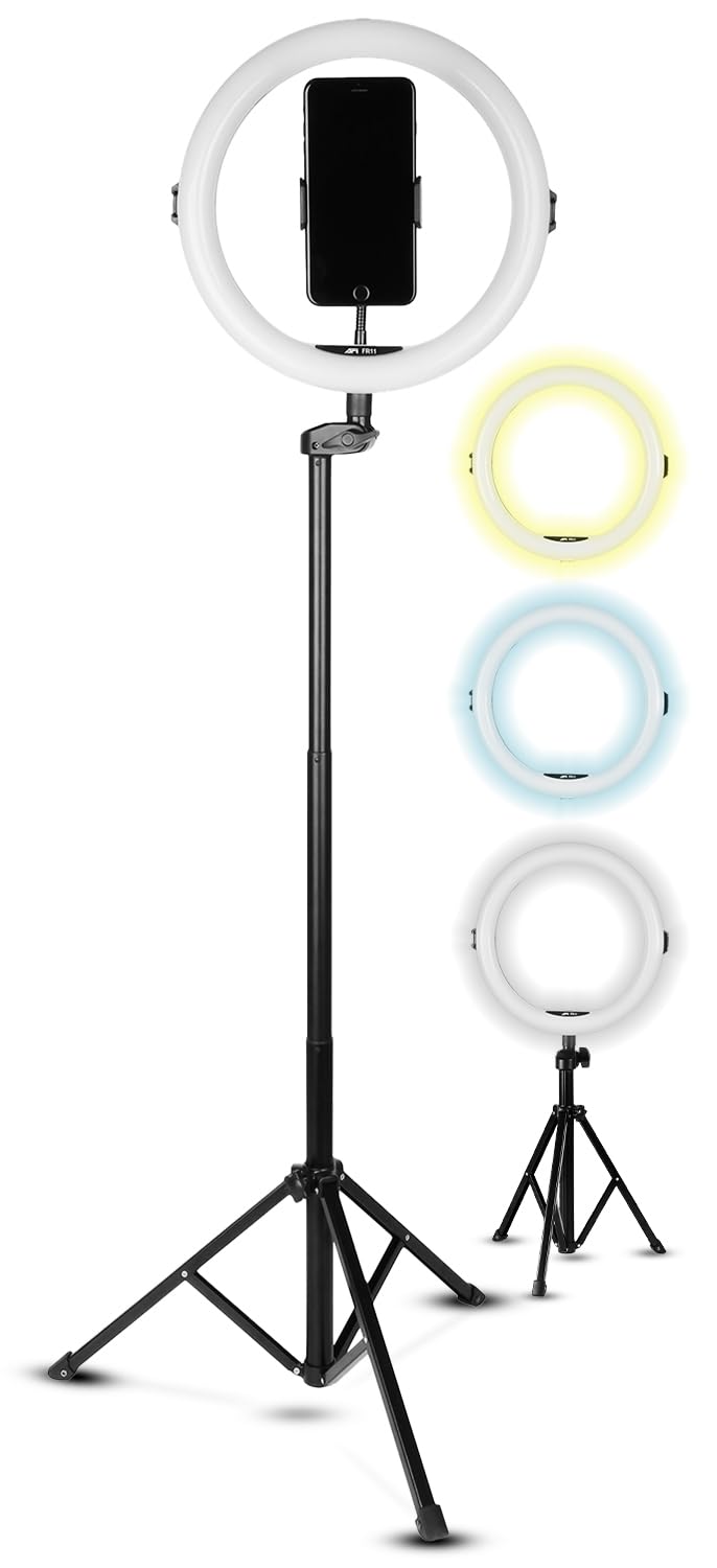 SQUATZ 11’’ LED 12W Selfie Ring Light R11 with Wired Control, Tripod Stand with 6 Sections, Phone Holder, Adjustable Brightness Levels for Influencers, YouTube, TikTok, and Barbers.