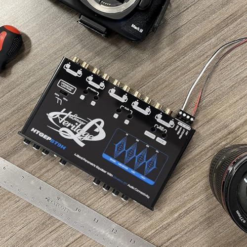 Lanzar 4 Band Parametric Equalizer - Bluetooth Wireless Audio Connectivity, Blue Light Illumination, Works with All of Today’s Latest Devices, 3.5mm AUX Input Jack, Input Gain Adjustments