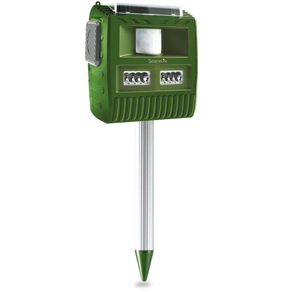 Waterproof Solar Animal Chaser, Outdoor Motion Detector, Ultrasonic Sensor, Coverage Area: Up to 30'+ Ft,