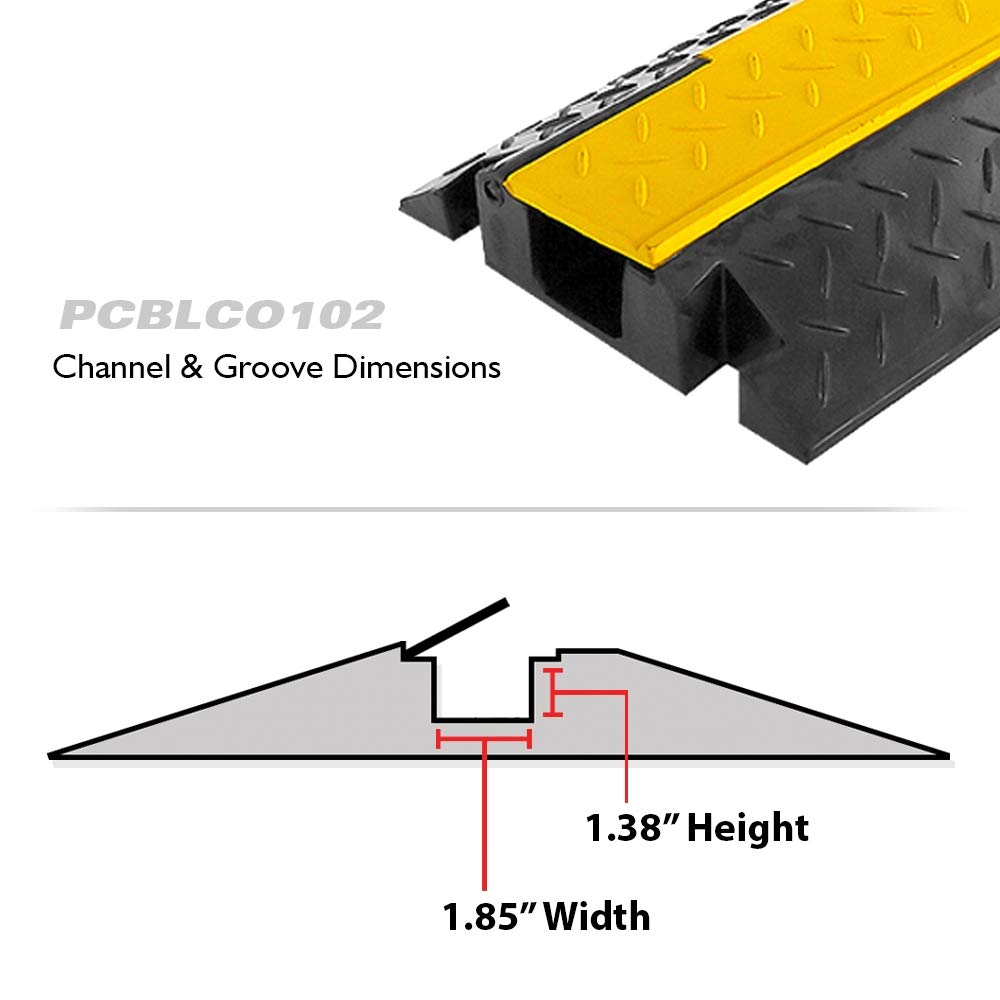 Pyle Durable Cable Protective Ramp Cover - Supports 11000 lbs, Single Channel Heavy Duty Cord Protection with Flip-Open Top Cover, 39.4”x5.11”x1.8” Cable Concealer for Indoor, Outdoor Use - PCBLCO102