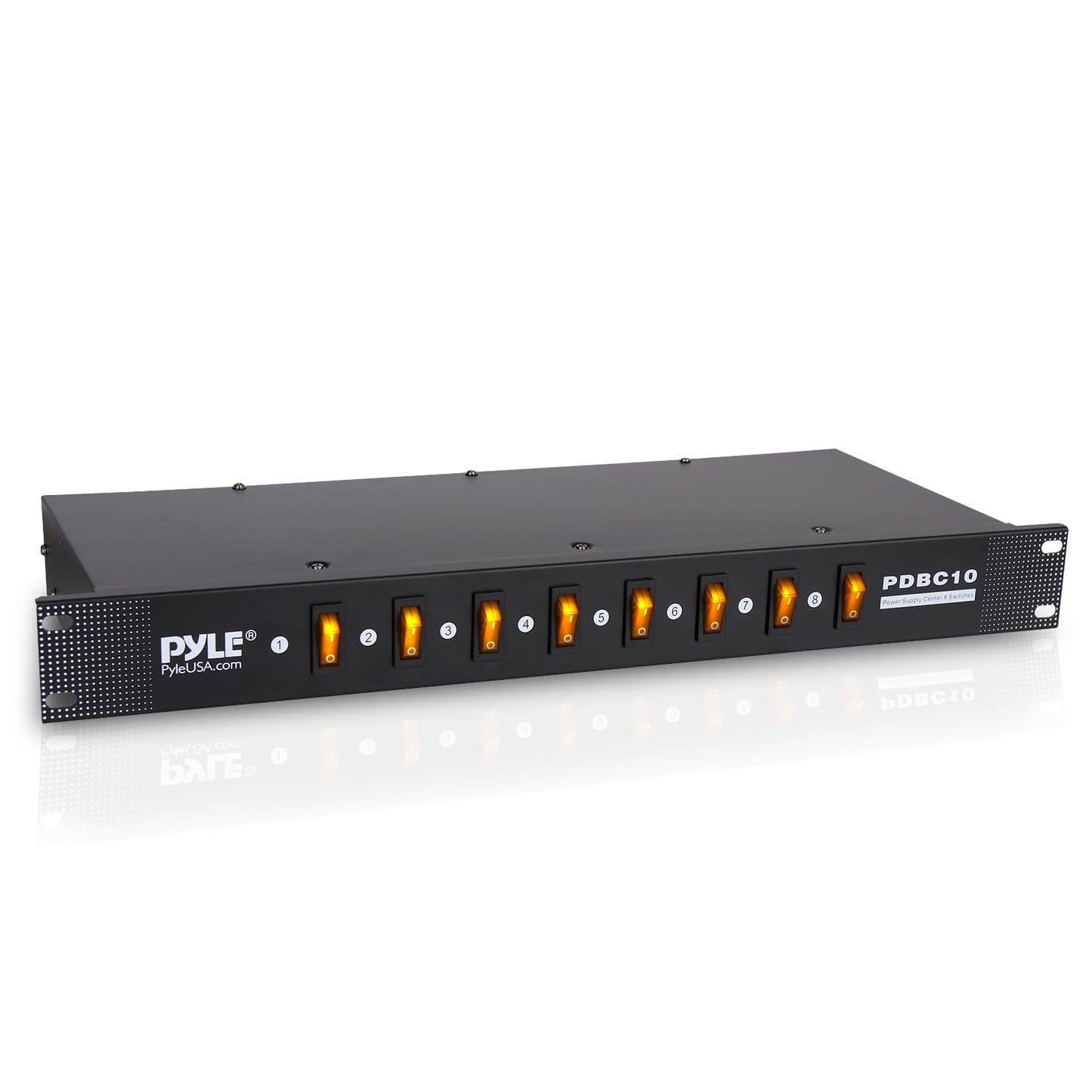 PYLE-PRO 8 Outlet Strips Electric Rack Mount PDU Unit w/ Digital Display and Surge Protection, 1U/15A/120V Aluminum Alloy Power, Covered w/ ON/OFF Switch, Wide Usage & Built-In Circuit Breaker