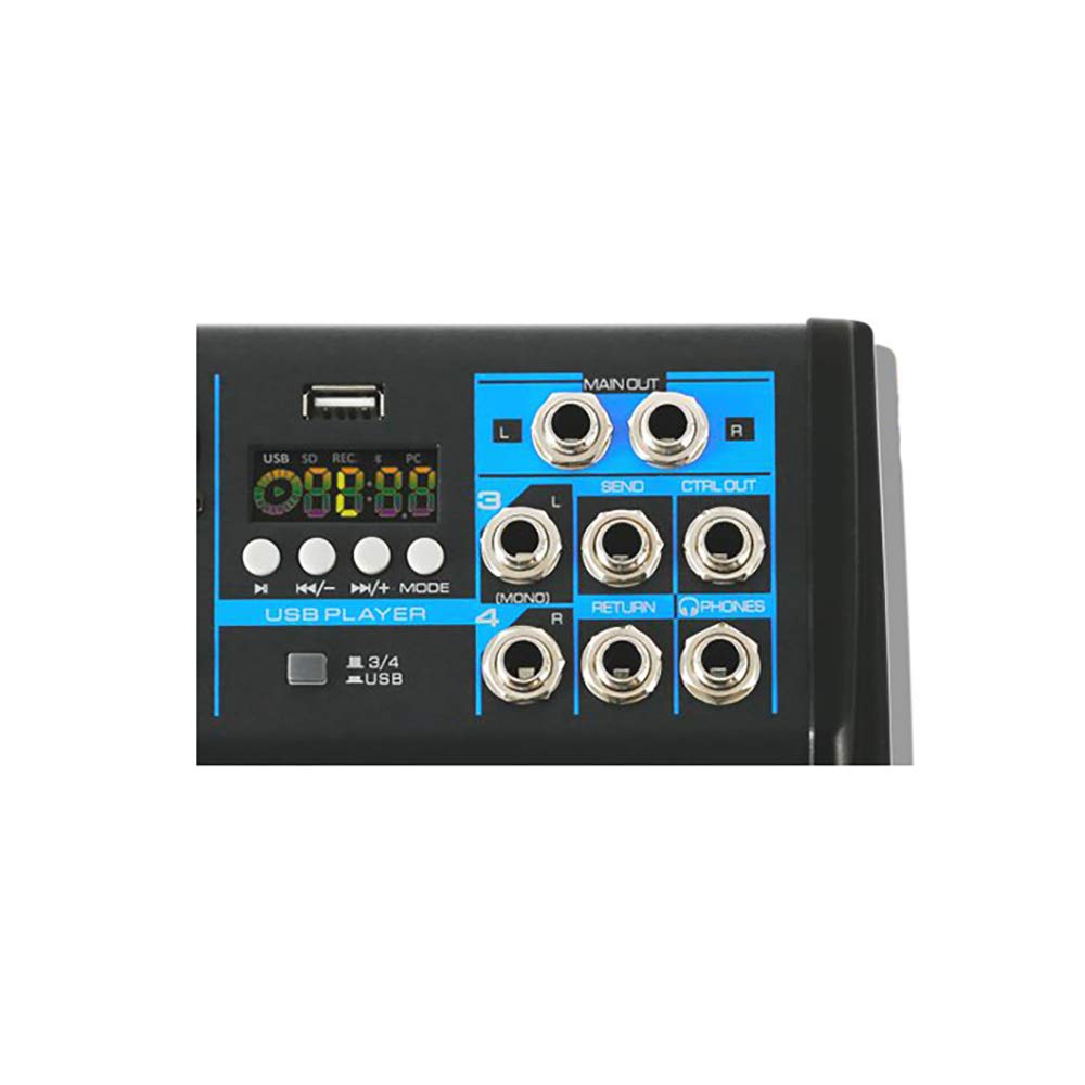 Pyle Professional Audio Mixer Sound Board Console System - Interface 4 Channel Digital USB Bluetooth MP3 Computer Input 48V Phantom Power Stereo DJ Studio Streaming FX 16-Bit DSP processor - PMXU43BT