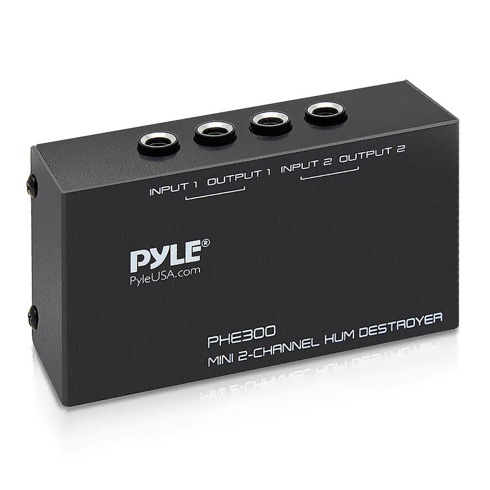 PYLE-PRO Compact Mini Hum Eliminator Box-2 Channel Passive Ground Loop Isolator, Noise Filter, AC Buzz Destroyer, Hum Killer w/ 2 1/4-Inch TRS Input and Output for 2 Mono /1 Stereo Signal