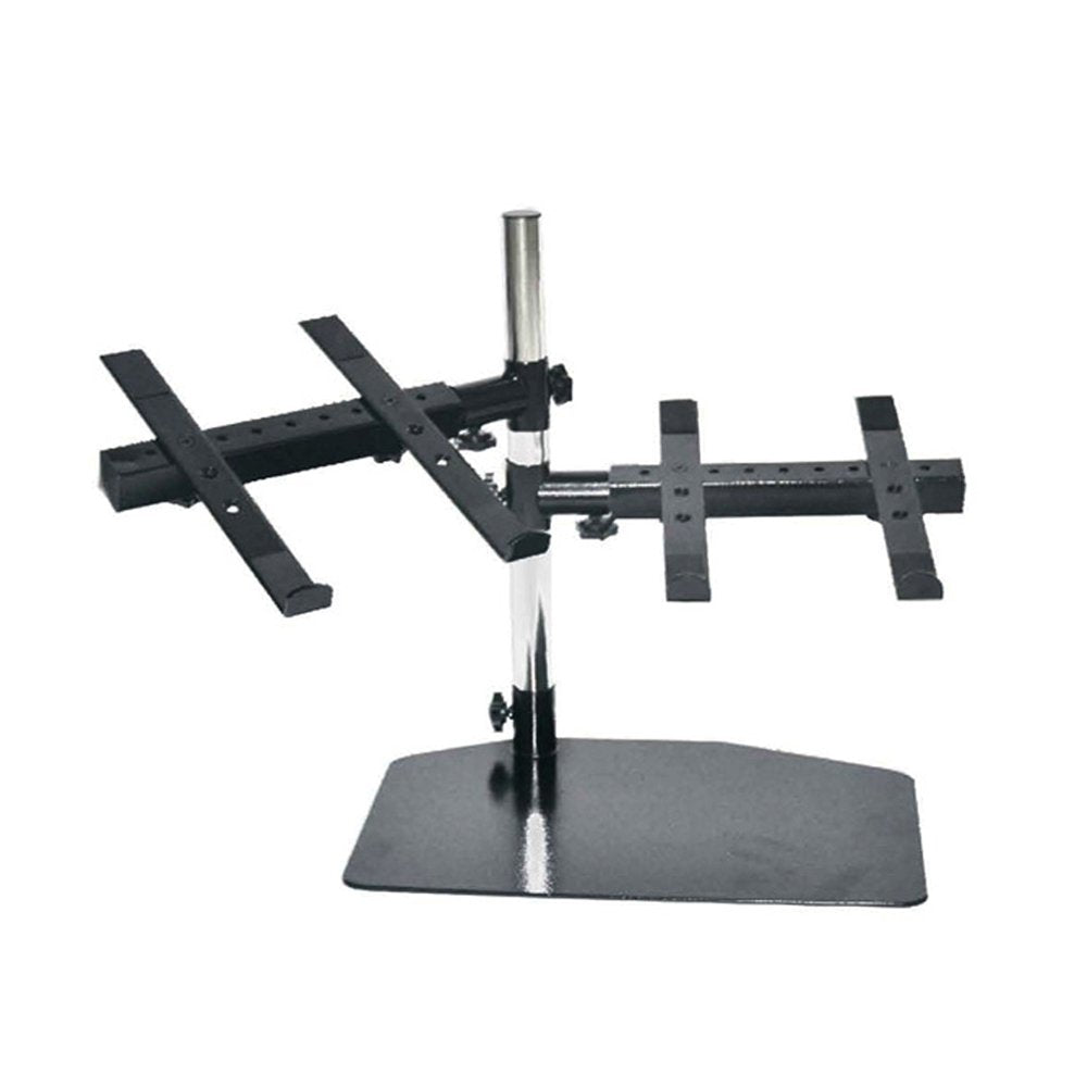 Pyle Portable Dual Laptop Stand - Standing Table Holder with Bracket Arms, Adjustable Height and Ergonomic Design for DJ Mixer, Sound Equipment, Workstation, Gaming and Home Use - PLPTS45
