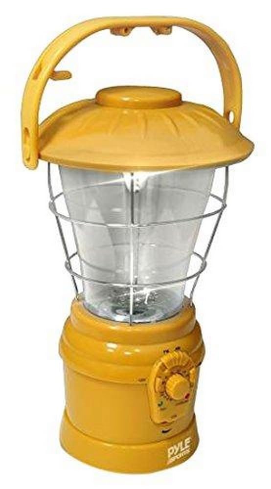 Pyle PSDNL22YL Multi Function Hand Crank LED Lantern with AM/FM Radio and Bui