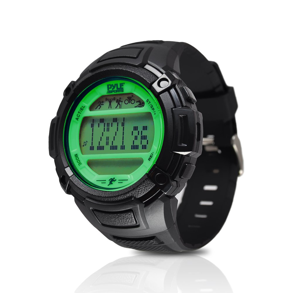Pyle Digital Multifunction Sports Wrist Watch - Smart Fit Classic Men Women Sport Running Training Fitness Gear Tracker w/ Sleep Monitor, Pedometer, Alarm, Stopwatch, Backlight - Pyle PAST44GN (Green)