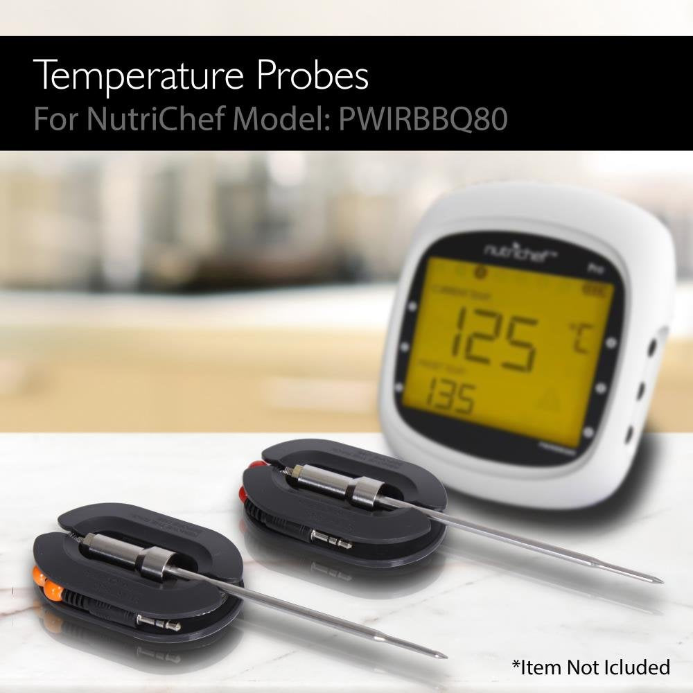 Upgraded Barbecue Thermometer Temperature Probes - 2 Pcs Stainless Steel for NutriChef PWIRBBQ80 Bluetooth Wireless BBQ Digital Thermometer - Works w/ All Kinds of Meat - NutriChef