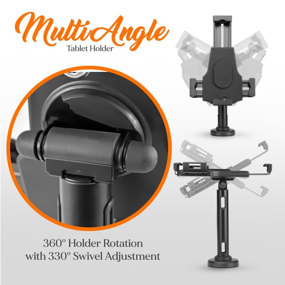 Pyle PSPADLK8 Anti-Theft Tablet Security Stand Kiosk - Table Mount Desktop Tablet Case Holder with Lock, Adjustable Clamp Arm, Internal Cable Routing, for iPad, Kindle, Samsung, Android Tablets