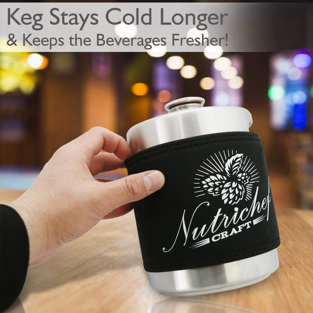 NutriChef Keg Koozie for Homebrew Mini Keg PKBRTP50 64oz - Quality Neoprene Insulation Keggle Jacket Keeps Your Beverage Cold for Up to 3 Hours - PRTPKBRTP5010