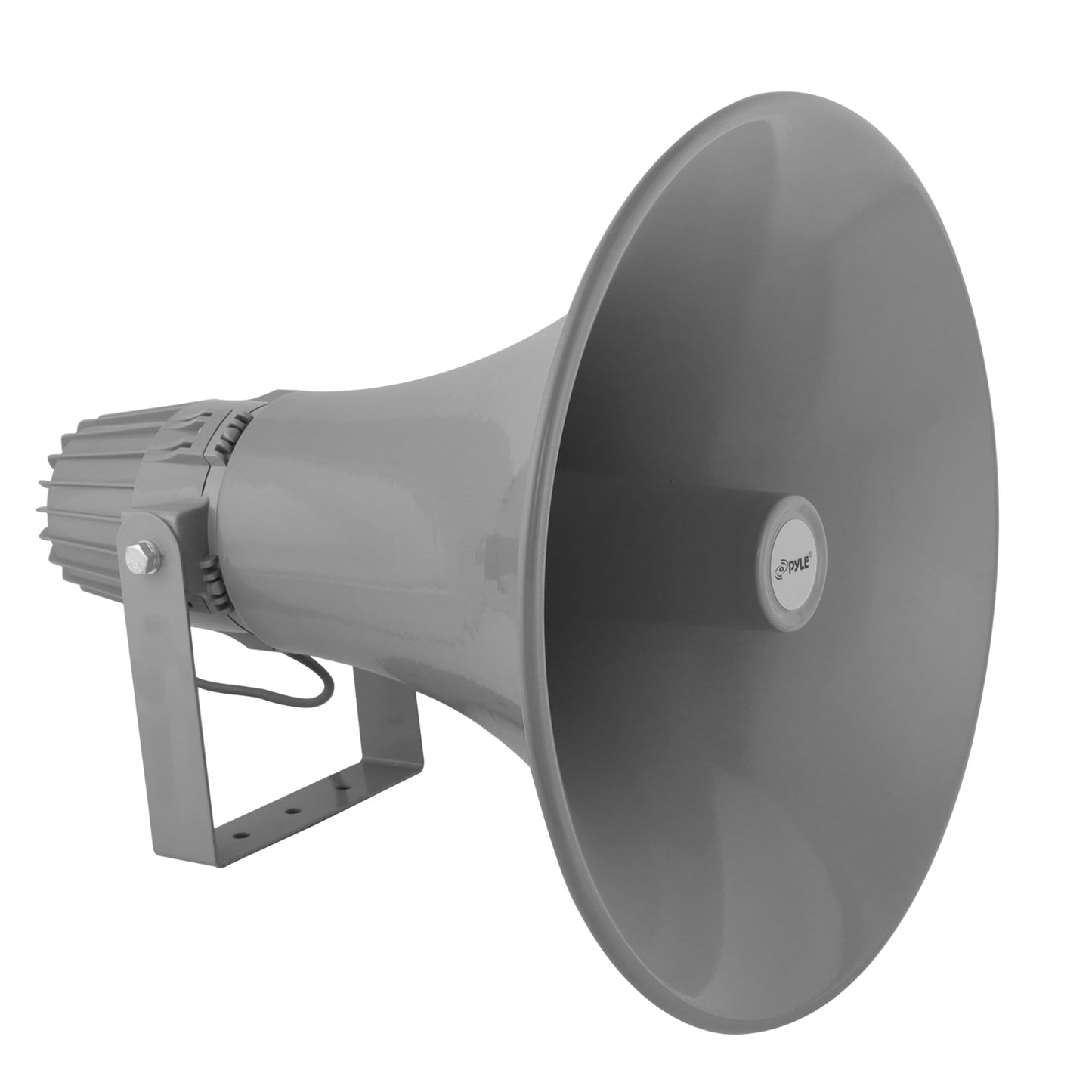 Pyle 80W Outdoor PA Horn Speaker with Aluminum Housing -16 Ohm 70V/100V Transformer Tapping 400Hz–5KHz Frequency,Includes Mounting Bracket,Compact & Lightweight,Perfect for Indoor/Outdoor use,Grey