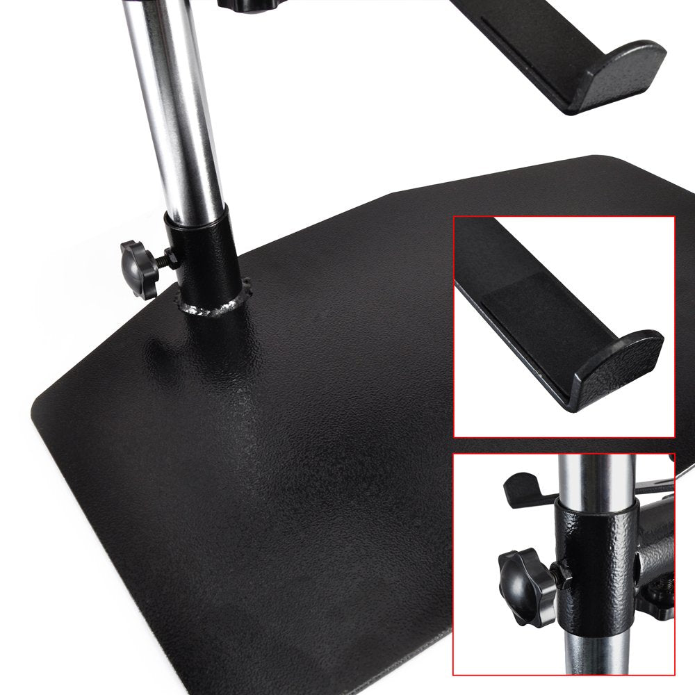 Pyle Portable Dual Laptop Stand - Standing Table Holder with Bracket Arms, Adjustable Height and Ergonomic Design for DJ Mixer, Sound Equipment, Workstation, Gaming and Home Use - PLPTS45