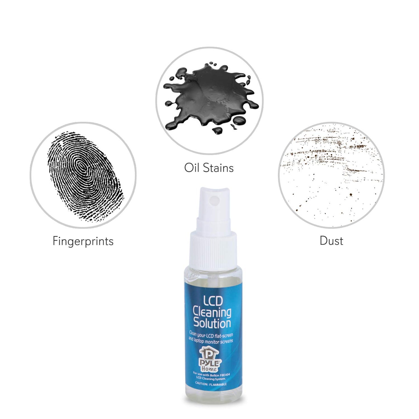 Pyle Home Computer LCD Screen Cleaning Kit-Tool Includes Cleaner Solution Spray, Keyboard Brush, 5 Microfiber Cloth Wipes-Cleans Laptop Surface, Plasma / Flat TV Monitor, Macbook, iPad, iPhone PCL107