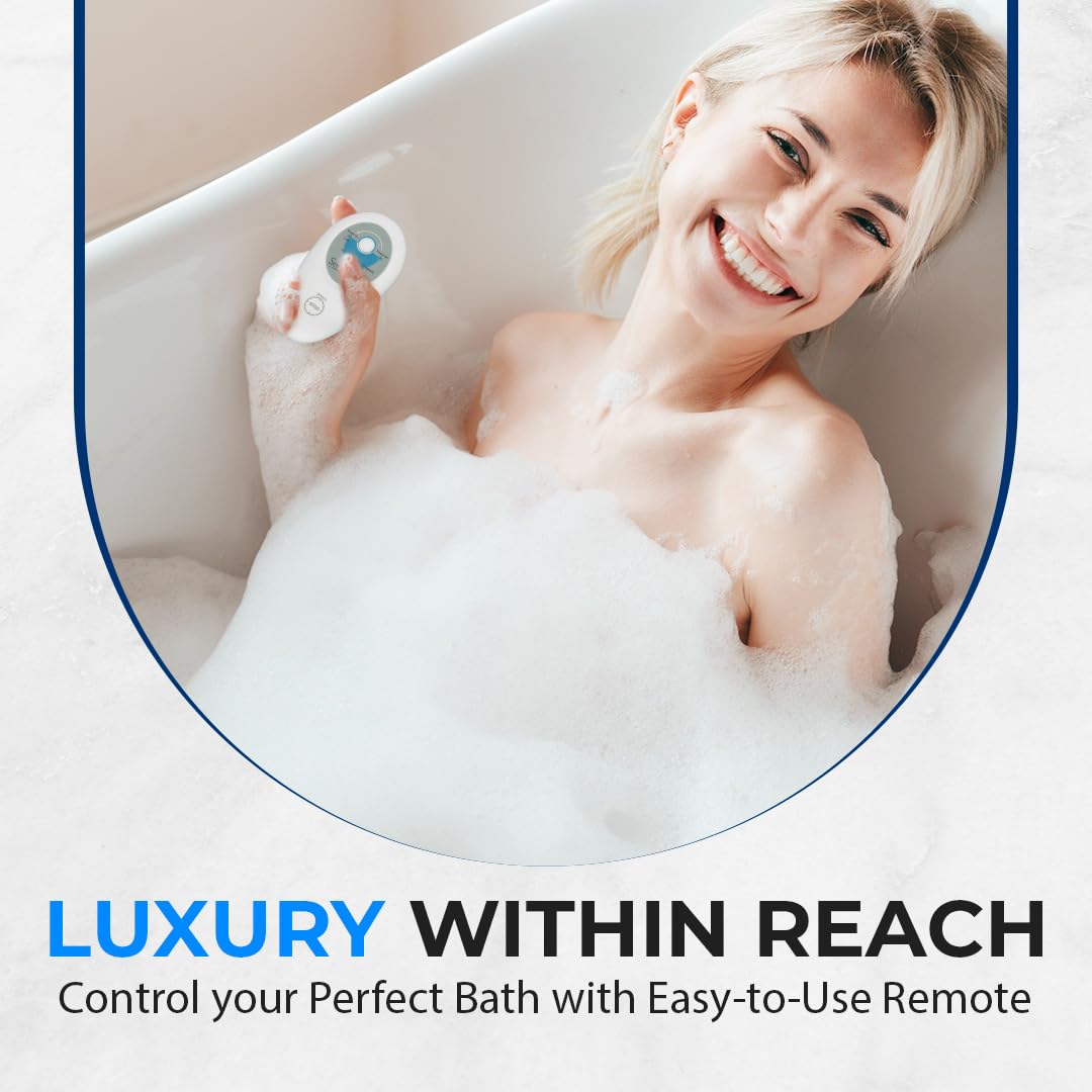 SereneLife Bubble Bath Mat, Non-Slip Bathtub Mat with Remote Control, Waterproof, Cushioned Design, Adjustable Bubbles, 8.2’ Air Hose and 47” x 14.2” Mold-Resistant Full Body Spa Massager