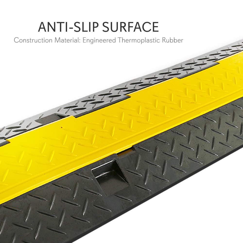 Pyle Durable Cable Protective Ramp Cover - Supports 33000lbs Three Channel Heavy Duty Cord Protection w/ Flip-Open Top Cover, 35.4” x 13.6” x 1.96” Cable Concealer for Indoor Outdoor Use PCBLCO105