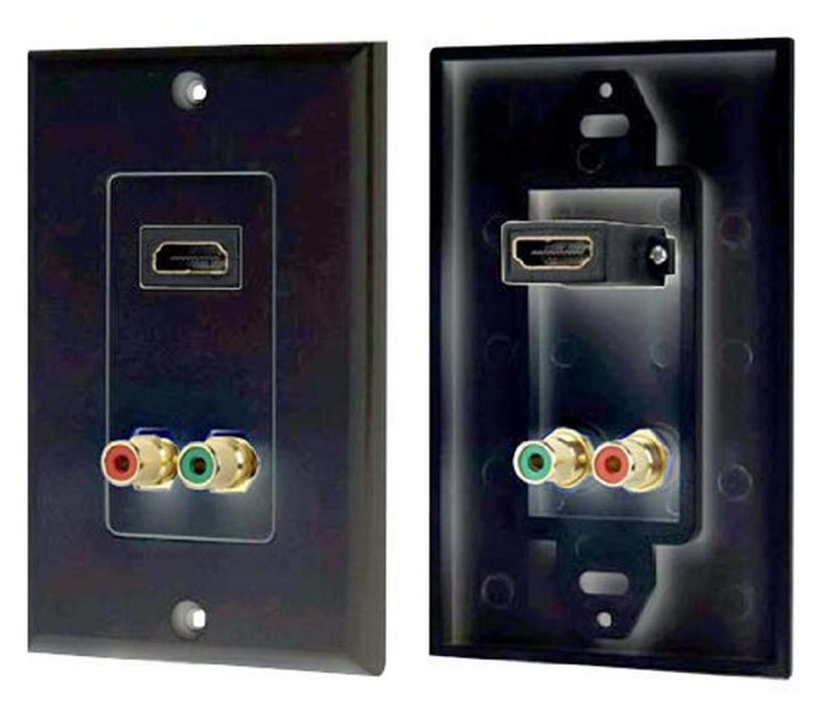 PyleHome HDMI/Stereo RCA Audio Wall Plate, HDMI and RCA Audio Jack, Supports 1080p Video and Multi-Channel Digital Audio, Gold Plated Connectors, High Impact ABS Plastic, Home Theater Install