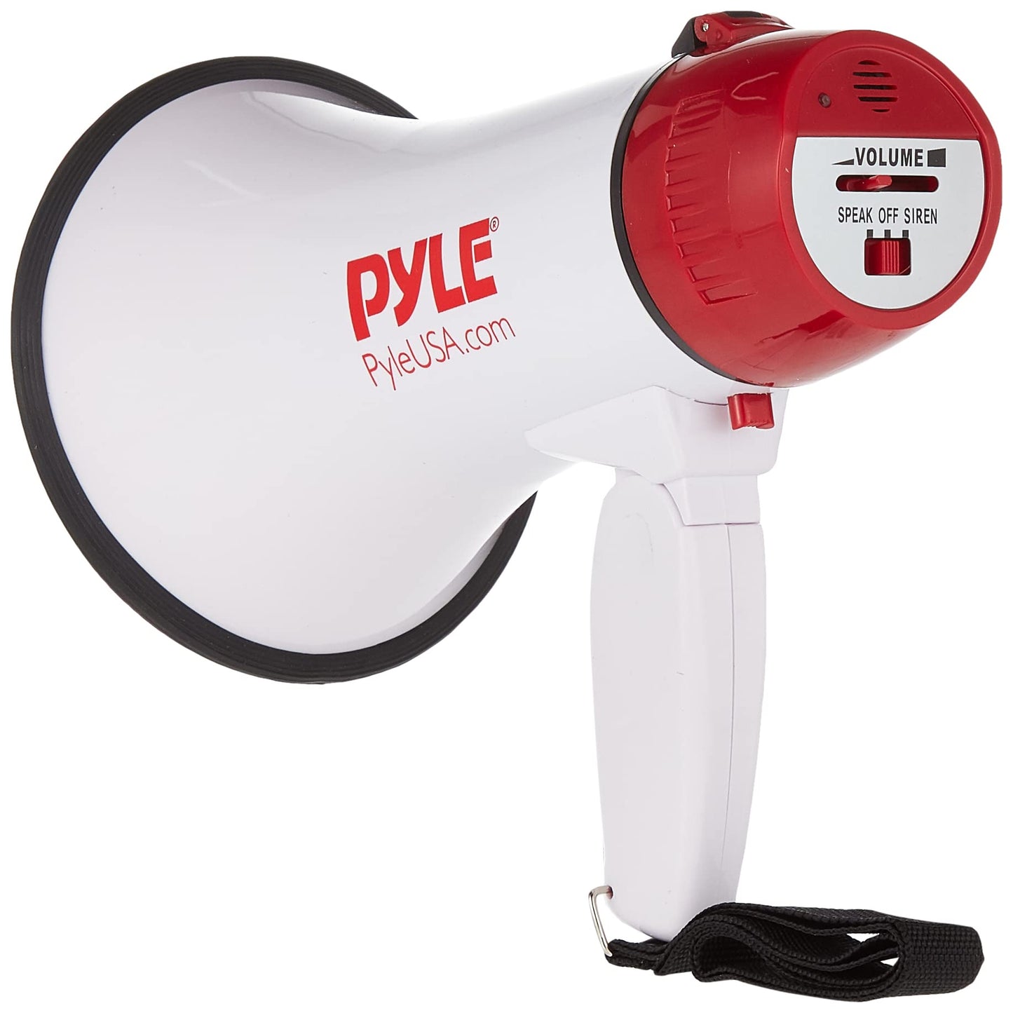 Pyle 20W Megaphone Bullhorn - 5.4'' x 8.6'' Portable Megaphone, Projection Range Up to 800 Sq. Yards, Voice Talking & Siren Alert, Shoulder Strap, Battery Operated, (White)