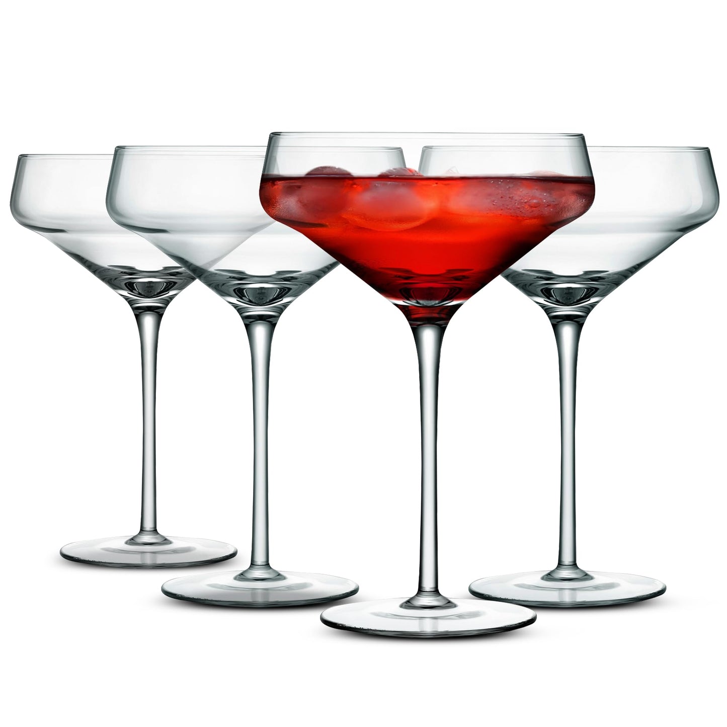 NutriChef 4 Piece Crystal Martini Glasses, 10 Oz Crystal Clear Stemmed Cocktail Glass, Dishwasher Safe Glassware for Cocktail, Wine, Champagne, Parties, Bar, Wedding, & Gift