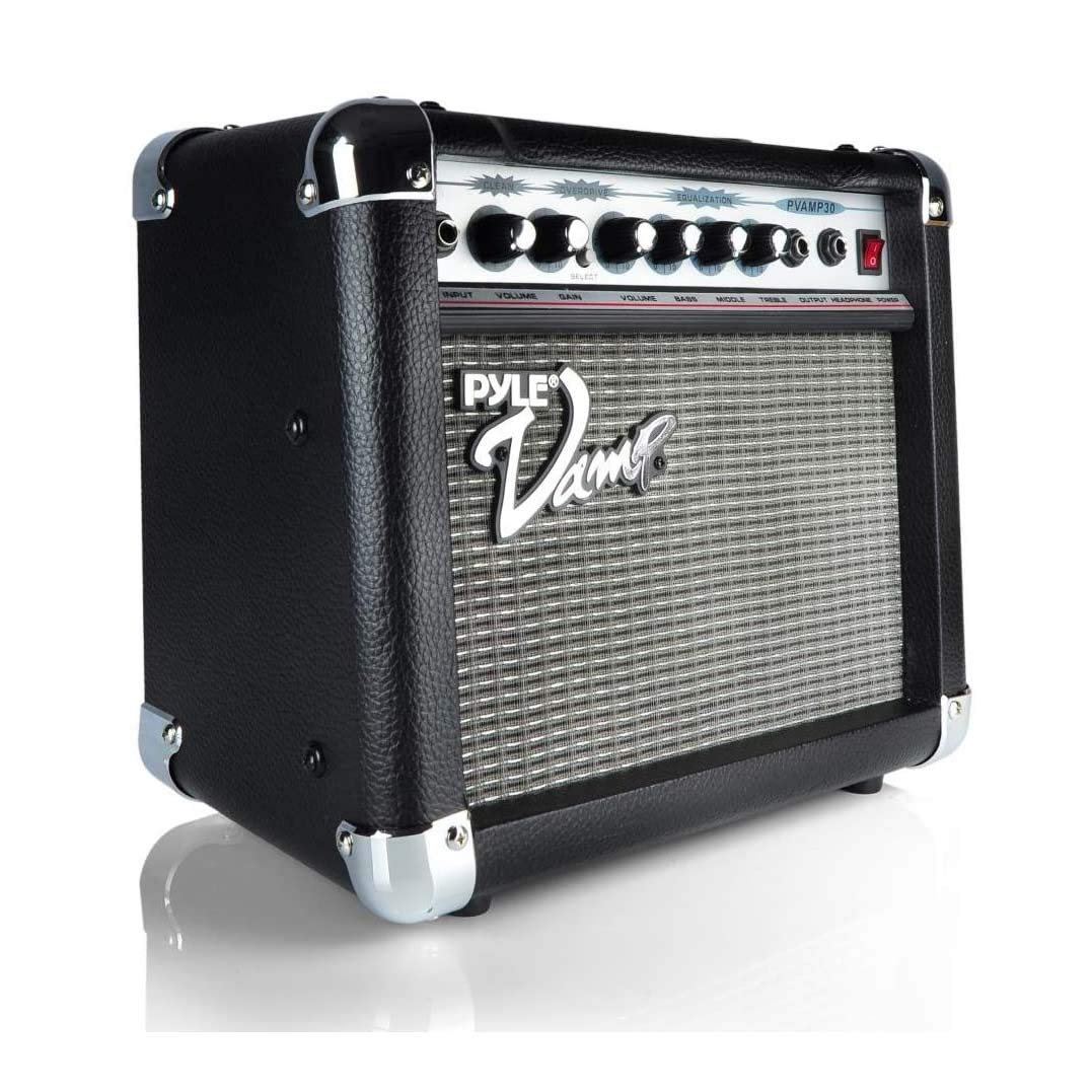 Pyle 30 Watt VampSeries Amplifier - With 3-Band EQ & Overdrive, Has Clean and Overdrive Channels For a Crunchy, Powerful Sound, 20 Hz to 15 kHz Frequency Response, Black