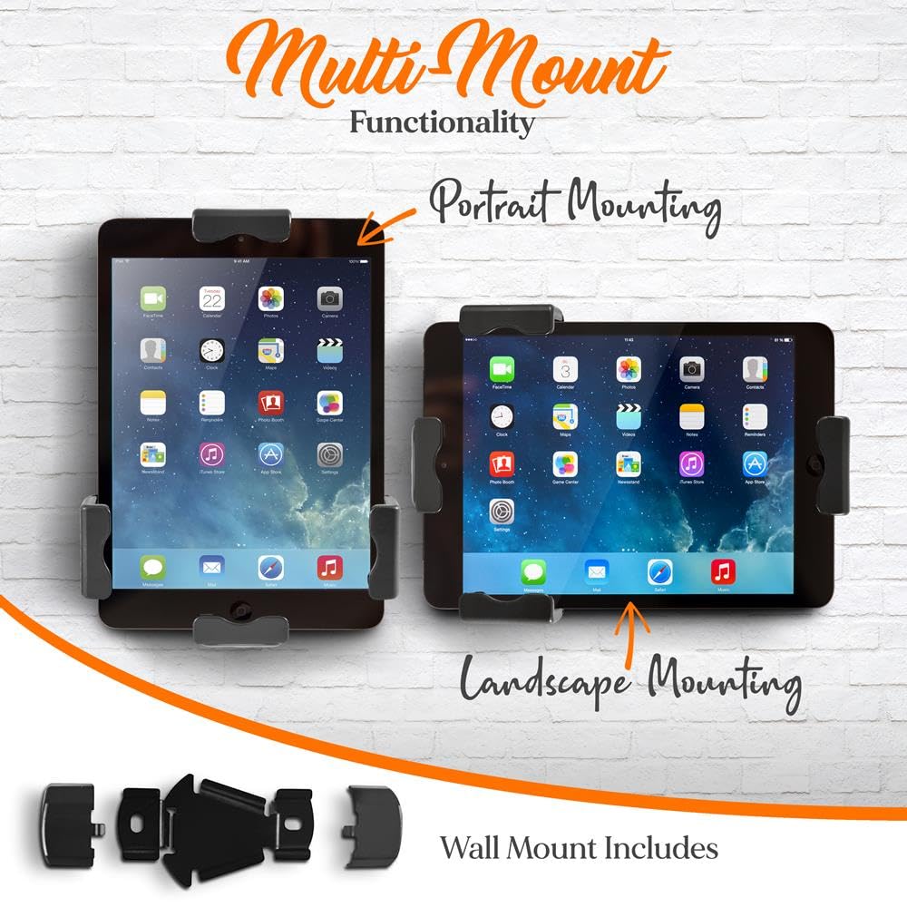 Pyle PSPADLK8 Anti-Theft Tablet Security Stand Kiosk - Table Mount Desktop Tablet Case Holder with Lock, Adjustable Clamp Arm, Internal Cable Routing, for iPad, Kindle, Samsung, Android Tablets