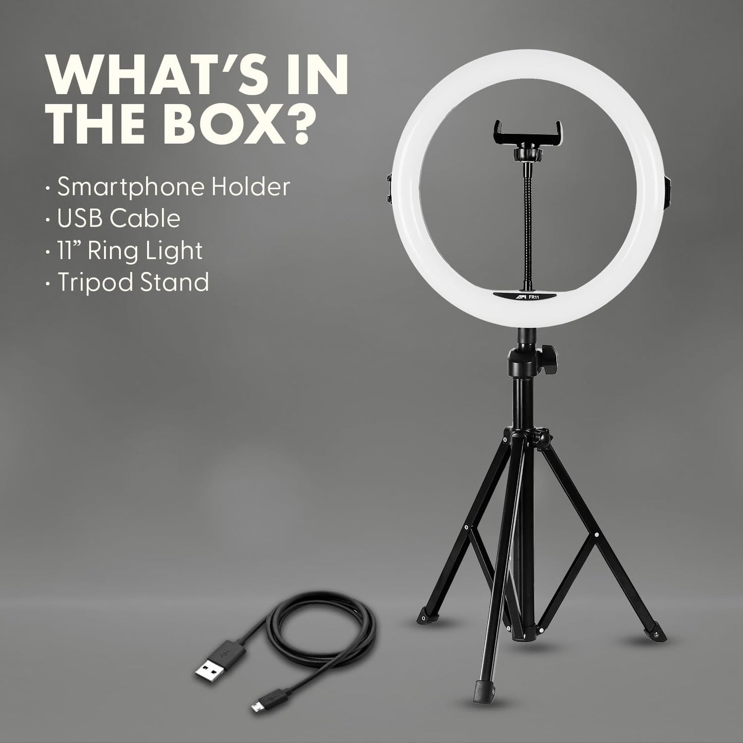 SQUATZ 11’’ LED 12W Selfie Ring Light R11 with Wired Control, Tripod Stand with 6 Sections, Phone Holder, Adjustable Brightness Levels for Influencers, YouTube, TikTok, and Barbers.