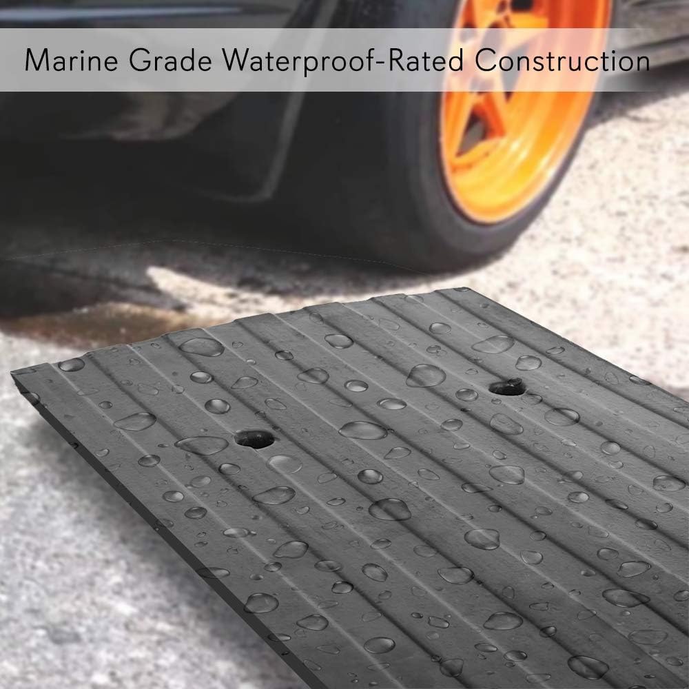 Pyle Car Driveway Adjustable Curb Ramps - 3 Pack Heavy Duty Rubber Threshold Ramp Kit Set -For Loading Dock, Garage, Sidewalk, Truck, Scooter, Bike, Motorcycle & Wheelchair Mobility- PCRBDR23