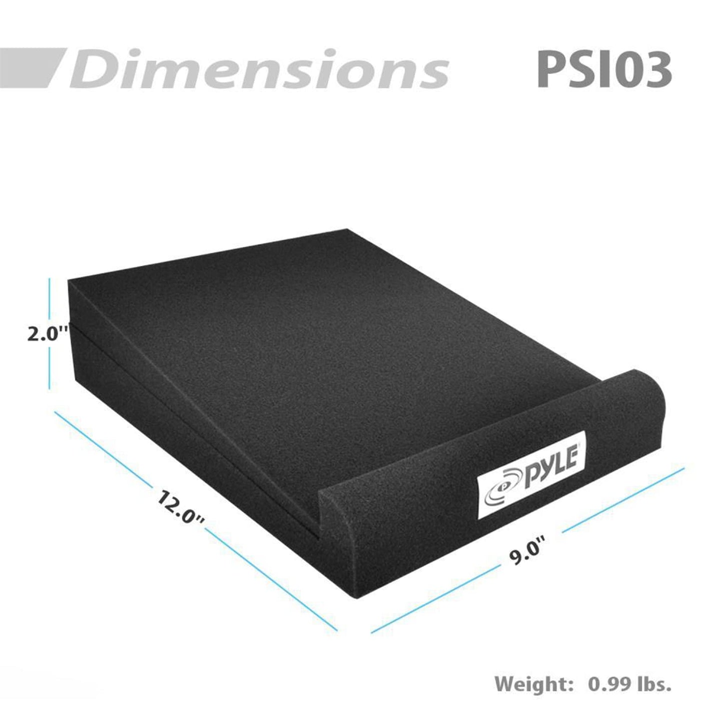 Pyle Sound Dampening Speaker Riser Foam - Audio Acoustic Noise Isolation Platform Pads Recoil Stabilizer For Studio Monitor, Subwoofer, Loud Speakers - Pyle PSI03 - Pack of 2,Black