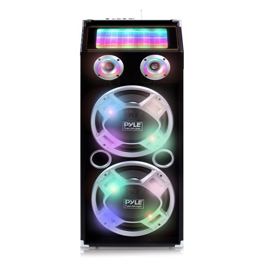Pyle Wireless Active PA Speaker System - 1000W Portable High Powered Bluetooth Compatible Outdoor Sound Speaker w/ USB SD MP3 FM Radio AUX RCA LED DJ Lights - 35mm Stand Mount, Remote