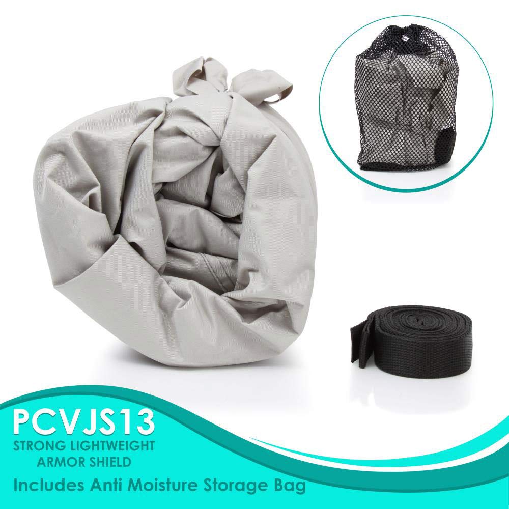 PYLE Boat Cover, Boat, Boat Covers - Heavy Duty Marine Grade Storage Cover, 127” to 138” Length, Waterproof Fabric, Elastic Cord, Rear Air Vents, Includes Anti-Moisture Storage Bag, Gray