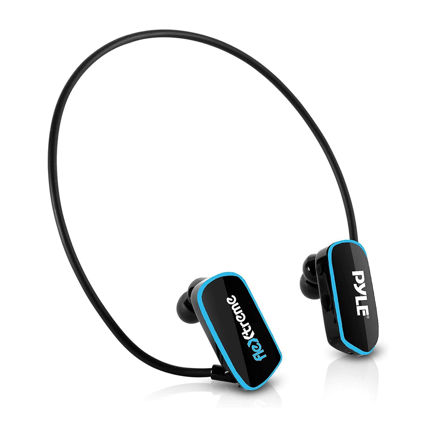 Pyle Flextreme Waterproof Sports Wearable MP3 Headset Music Player 8GB Underwater Swimming Jogging Walking Gym Earphones Earbuds Rechargeable Comfortable Flexible Headphones USB Connection (PSWP14BK)