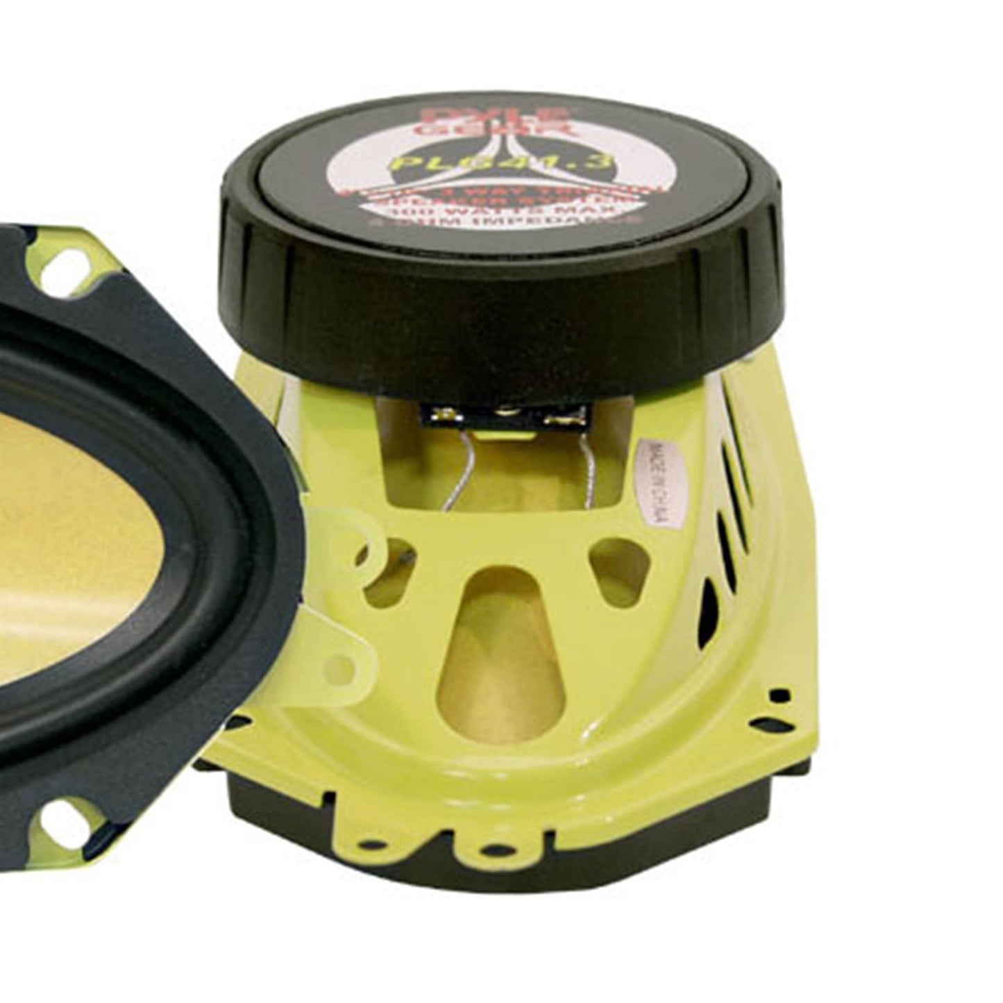 Pyle Car Three Way Speaker System - Pro 4x10 Inch 300 Watt 4 Ohm Mid Tweeter Component Audio Sound Speakers for Car Stereo w/ 45 Oz Magnet, 2.45” Mount Depth Fits Standard OEM - Pyle PLG41.3 (Pair)