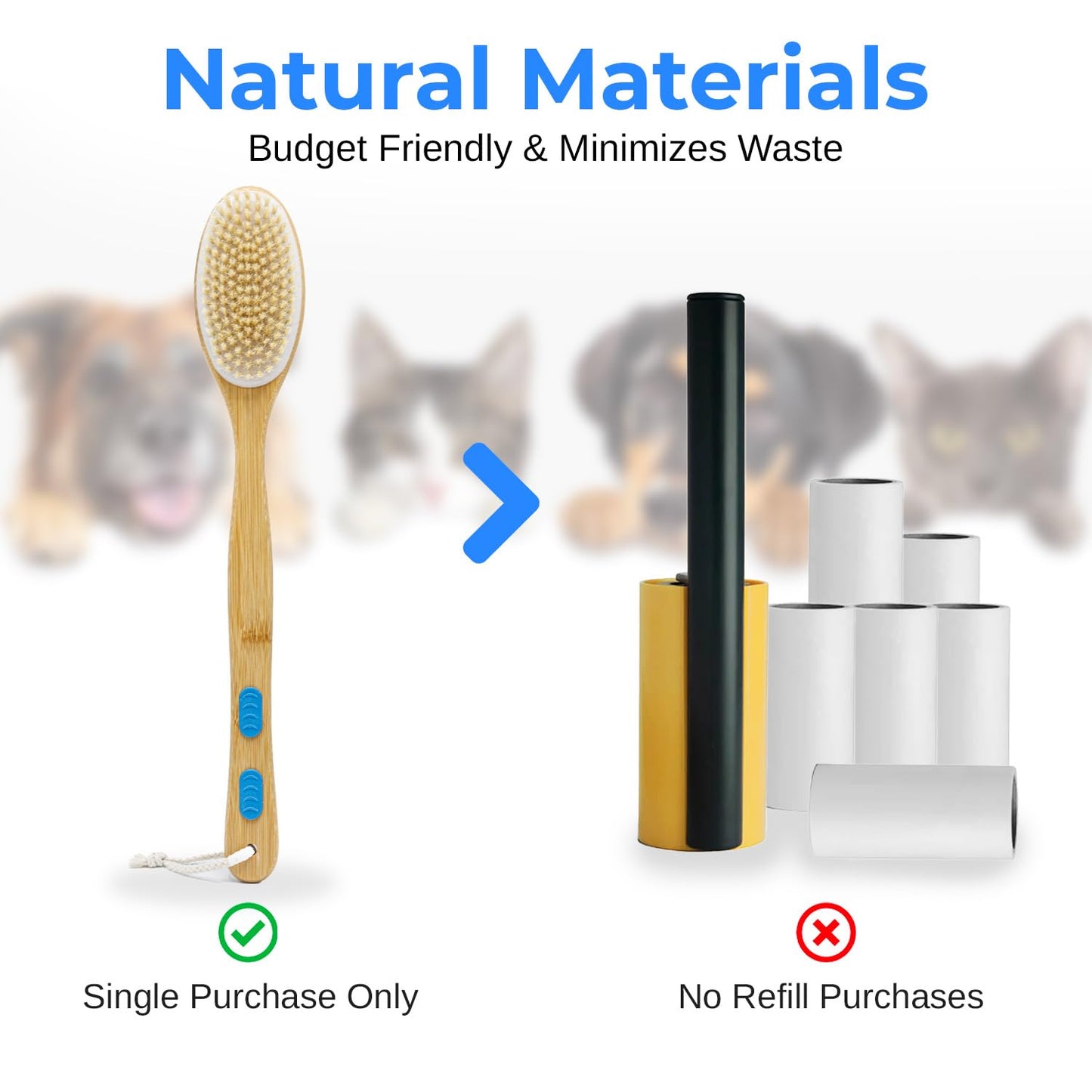 SereneLife Double-Sided Cat and Dog Brush, Pet Grooming Brush with Wooden Handle, Skin-Friendly Pin Brush & Bristle Comb with Massage Particles, 2-in-1 Hair Removal Tool, 17.32"x2.16"x2.36" Inch