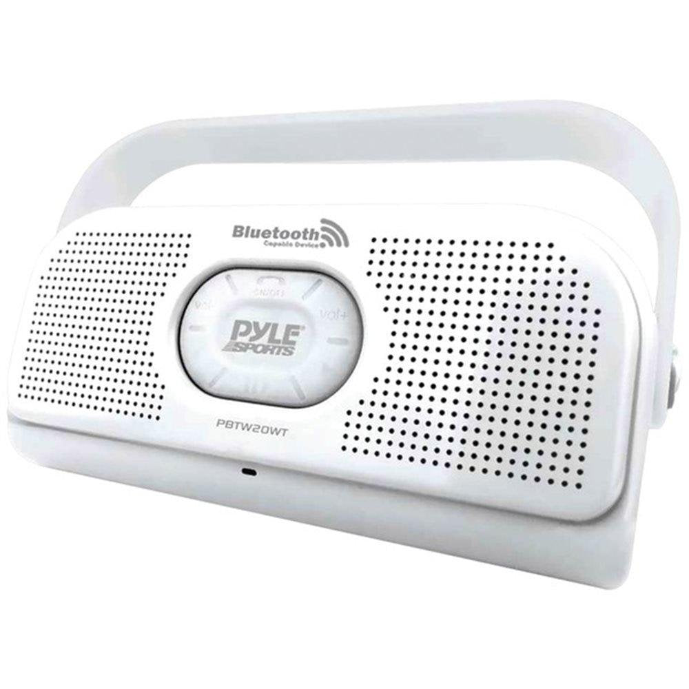 Pyle Portable IPX7 Waterproof Shower Speaker-Outdoor Wireless Bluetooth Compatible Battery Powered Mini Loud Sound Speaker System-AUX,DC 5V USB-Mp3 Android iPod iPhone Laptop-Pyle PBTW20WT (White)