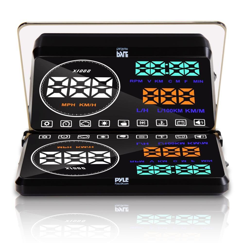 Pyle Universal 5.5’’ Car HUD Head-Up Display Windshield Screen Projector Vehicle Speed & Diagnostic Monitor System Plug & Play OBD2/EUOBD Water Temp, Voltage, Fuel Indications & More (PHUD18OBD)