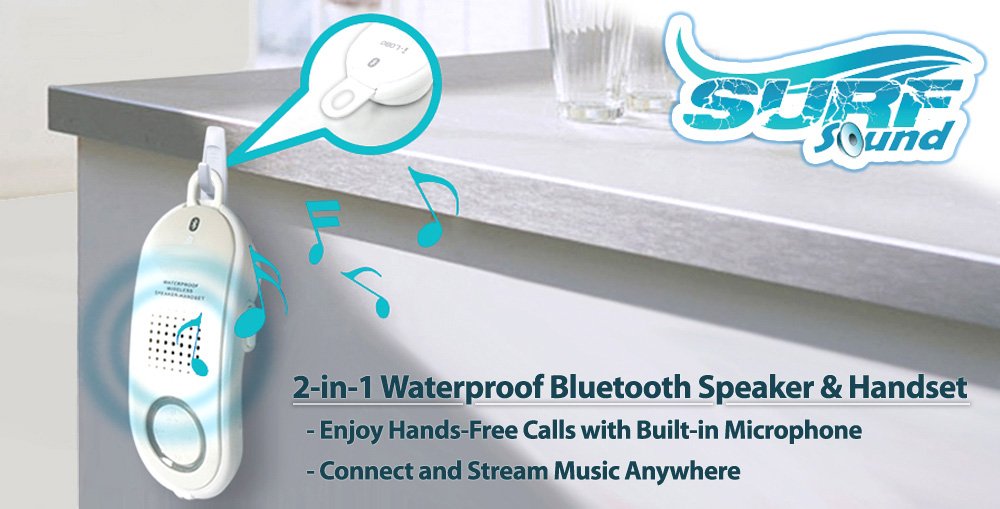 Pyle Portable Wireless Waterproof Handset Speaker - Bluetooth Compatible Rechargeable Battery Powered Shower Outdoor Loud Speaker w/ Microphone - USB Charger - iPhone, Android - Pyle PBTWP24BK (Black)