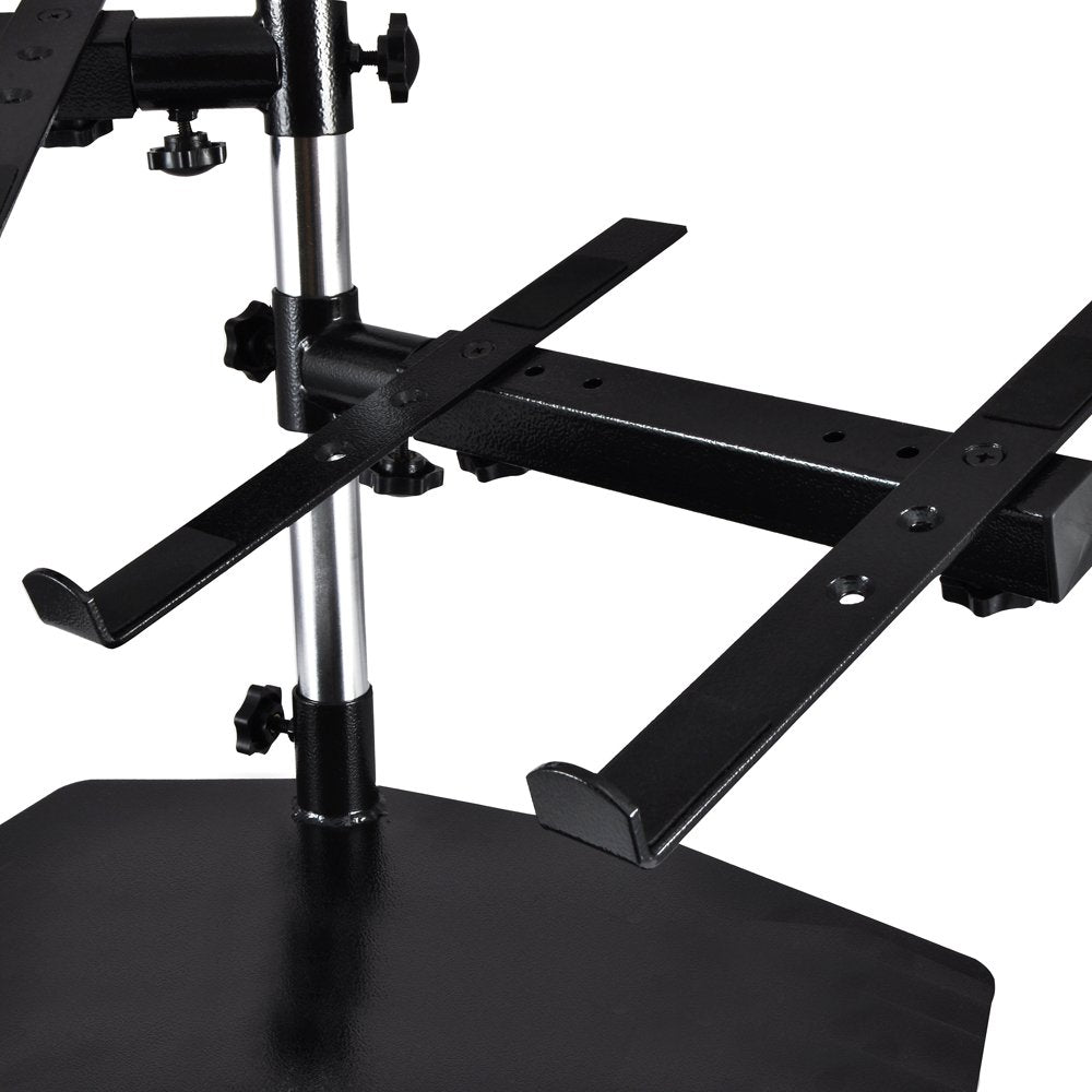 Pyle Portable Dual Laptop Stand - Standing Table Holder with Bracket Arms, Adjustable Height and Ergonomic Design for DJ Mixer, Sound Equipment, Workstation, Gaming and Home Use - PLPTS45