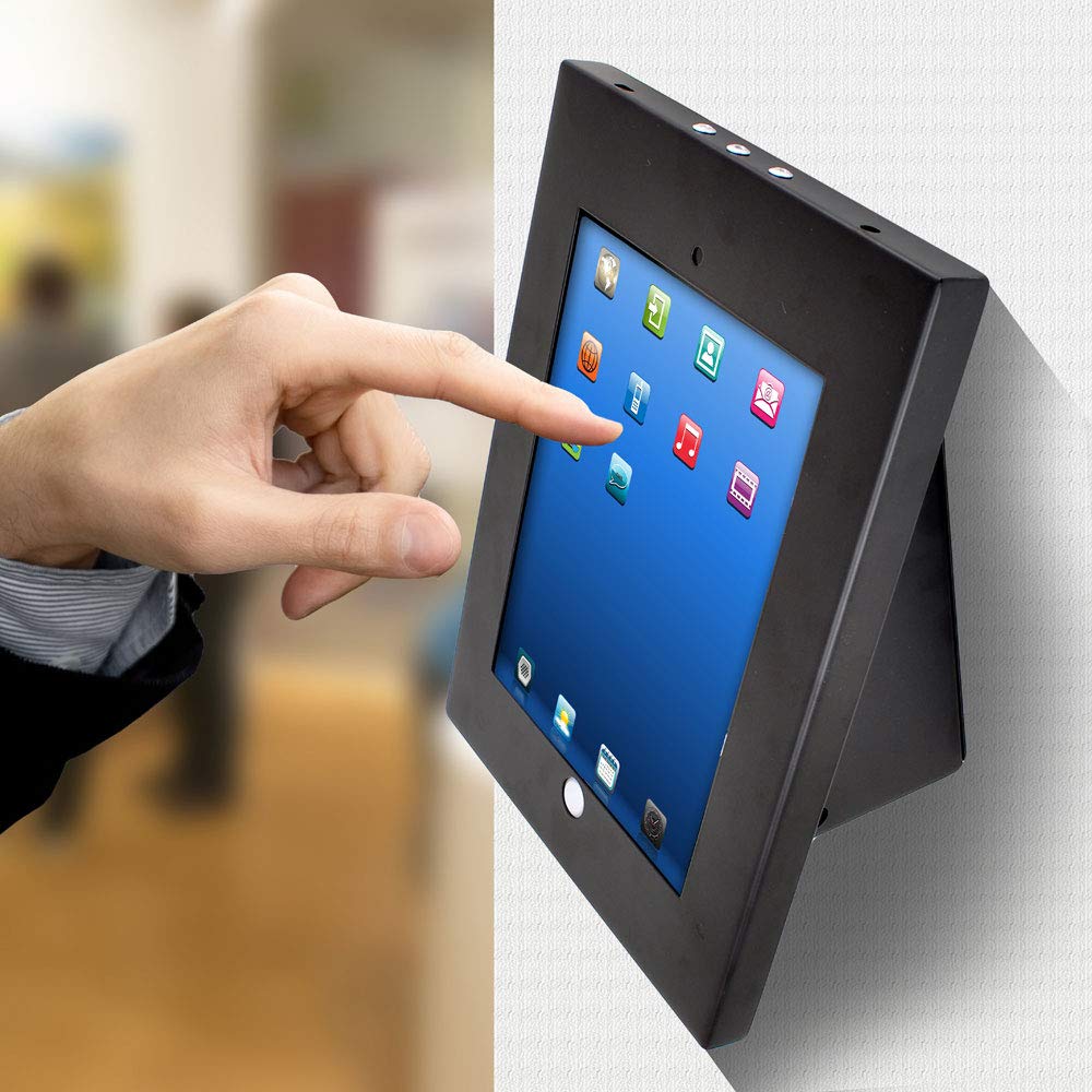 Pyle Anti-Theft Tablet Security Case Holder - Metal Heavy Duty Multi Mount Tablet Kiosk, Mounts on Wall, Table, Desk w/ Landscape/Portrait Mounting, Designed for iPad 2, 3, 4, Air Tablets - PSPADLKW5