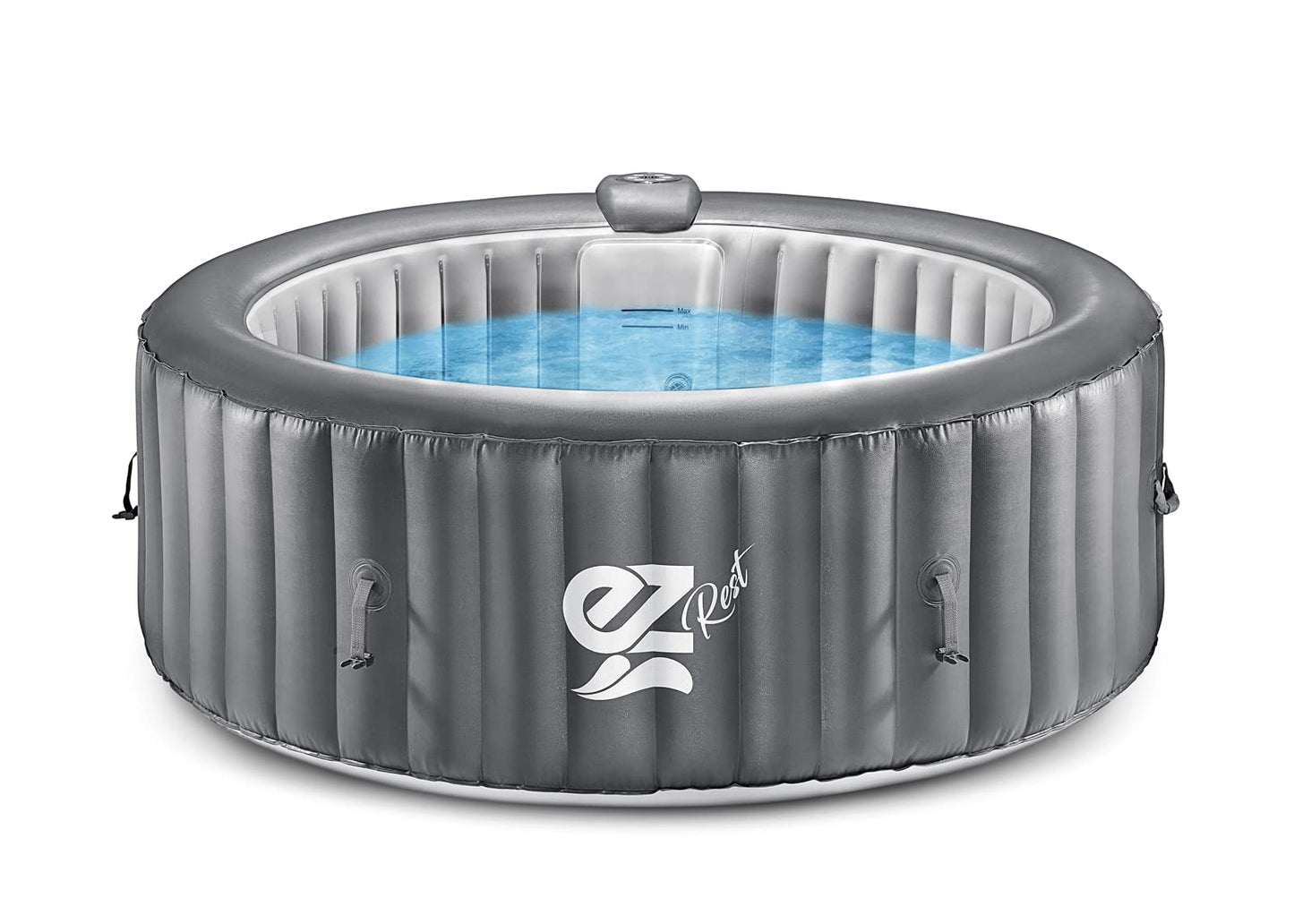 SereneLife Outdoor Portable Hot Tub - 71" x 25'' 4-Person Round Inflatable Heated Pool Spa with 100 Bubble Jets, Filter Pump, Cover, LED Lights, and Remote Control