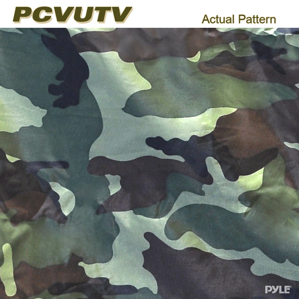 Pyle Universal UTV Vehicle Protective Cover - Quad Wheeler Outdoor Waterproof Dust and Weather Protection w/ Polyester Canvas Heavy Duty Fabric, Storage Bag, For Up to 110" Vehicles -PCVUTV13 (Camo)
